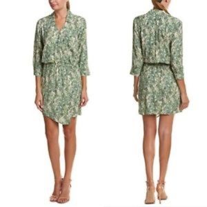 CAbi Green Leaf faux wrap dress
